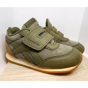 size 7 REEBOK olive green baby toddler shoes sneakers royal classic jogger boy
